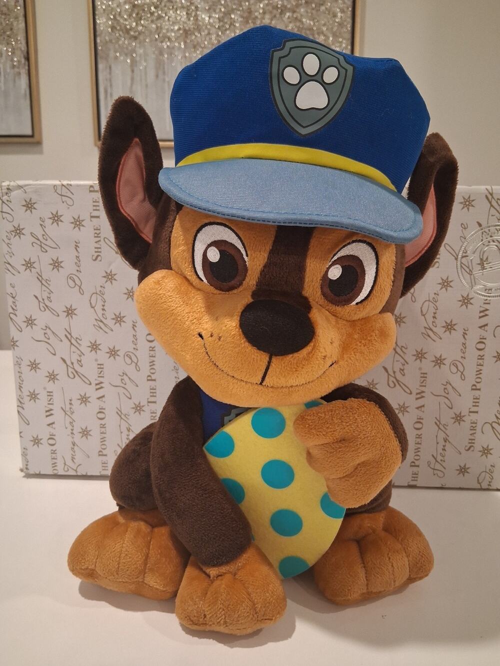 Nickelodeon PAW Patrol Chase Easter Plush Stuffed Dog with Polka Dot Egg 12"